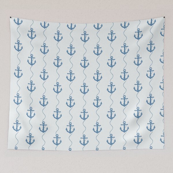 Item preview, Seamless nautical pattern with blue anchors in vintage style designed and sold by Rômulo Queiroz.