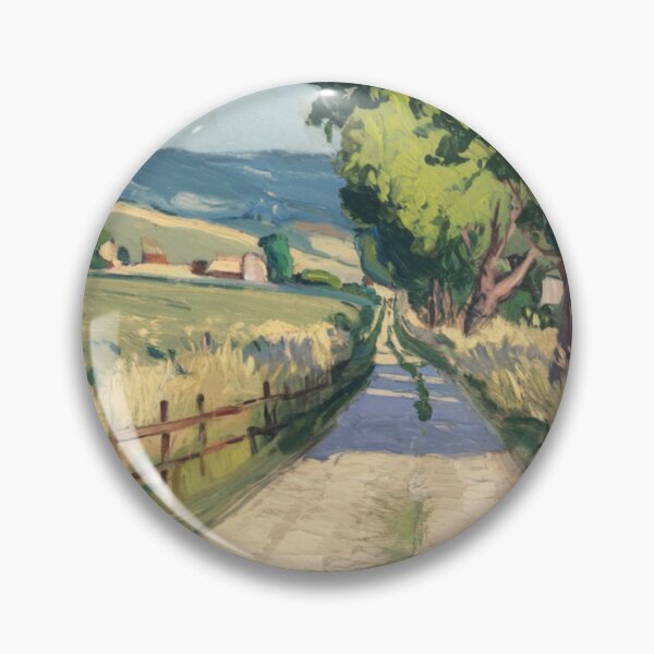 Item preview, French Country Road Painting | Pastoral Landscape with Fields and Fence designed and sold by CARRAANN.