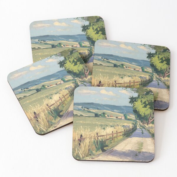 Item preview, French Country Road Painting | Pastoral Landscape with Fields and Fence designed and sold by CARRAANN.