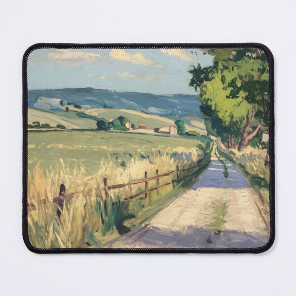 Item preview, French Country Road Painting | Pastoral Landscape with Fields and Fence designed and sold by CARRAANN.
