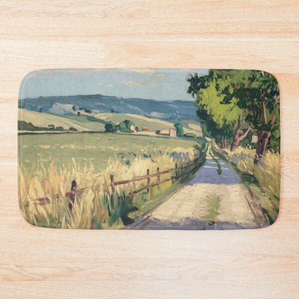 Item preview, French Country Road Painting | Pastoral Landscape with Fields and Fence designed and sold by CARRAANN.