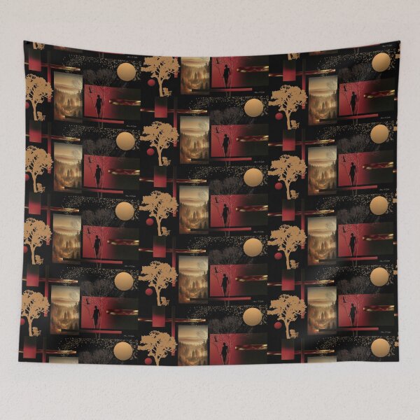 Item preview, Modern Abstract Geometrical Collage - Red Black and Gold designed and sold by ABG Inspirational Art.