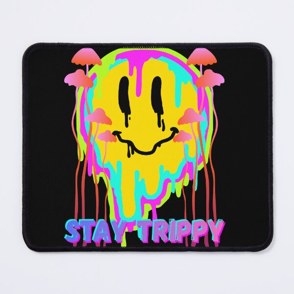 Item preview, Stay Trippy Psychedelic Smiley Face – Neon Drip Mushroom Art designed and sold by Painted Moon by Luna Bee™.
