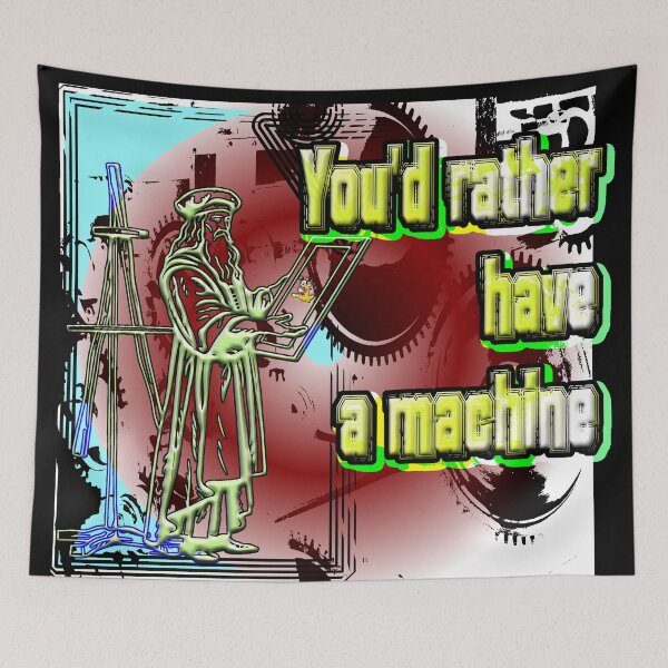 Item preview, You’d Rather Have a Machine – Da Vinci Invention & Steampunk Art | Leonardo Mechanical Illustration designed and sold by Brooklyn Hearty.