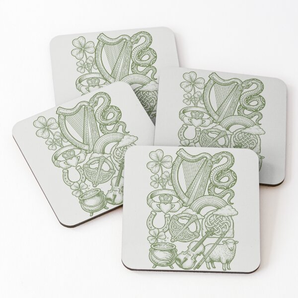 Item preview, Forest Green Celtic Symbols - Vintage Irish Engraving designed and sold by DigitalGlade.
