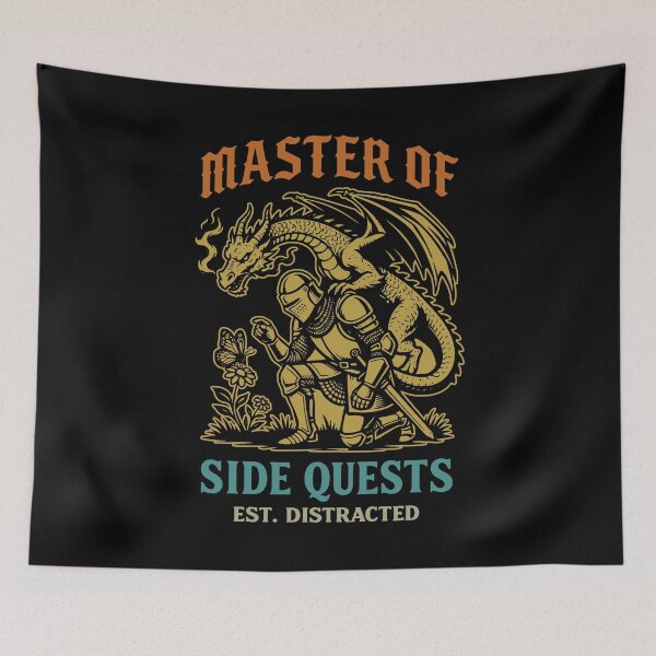 Item preview, Master Of Side Quests Funny RPG Gamer Distracted Knight Dragon designed and sold by gunaone-design.