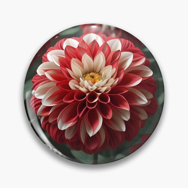 Item preview, Variegated red and white pompom dahlia designed and sold by Ponted.