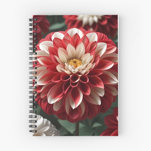 Item preview, Variegated red and white pompom dahlia designed and sold by Ponted.