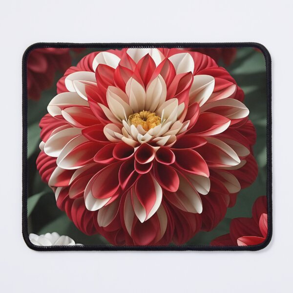 Item preview, Variegated red and white pompom dahlia designed and sold by Ponted.