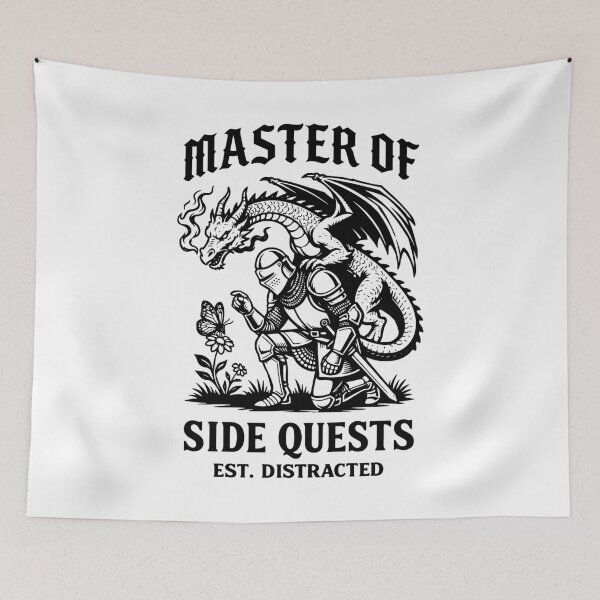 Item preview, Master Of Side Quests Funny RPG Gamer Distracted Knight Dragon designed and sold by gunaone-design.
