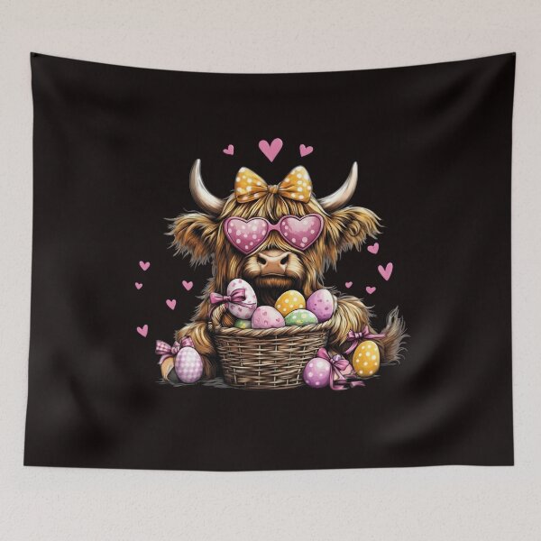 Item preview, Easter Day Highland Cow, Cute Cow Easter, Retro Easter, Happy Easter designed and sold by DesignDenDo ⭐⭐⭐⭐⭐.
