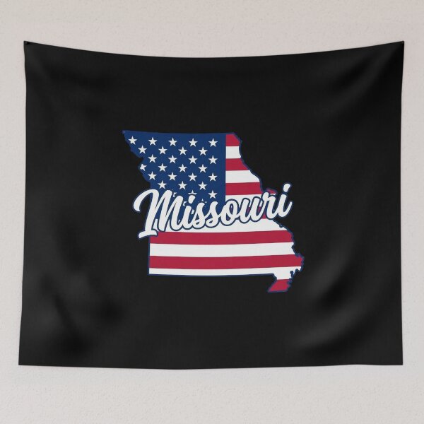 Item preview, Missouri  State American Flag Outline – Patriotic Pride Script designed and sold by Paper Drip.
