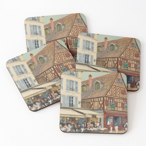 Item preview, Dijon France Café Painting | Impressionist Street Scene in Burgundy designed and sold by CARRAANN.