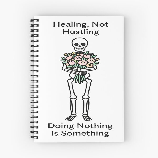 Item preview, Healing, Not Hustling – Skeleton with Flowers Illustration designed and sold by truongloc246.