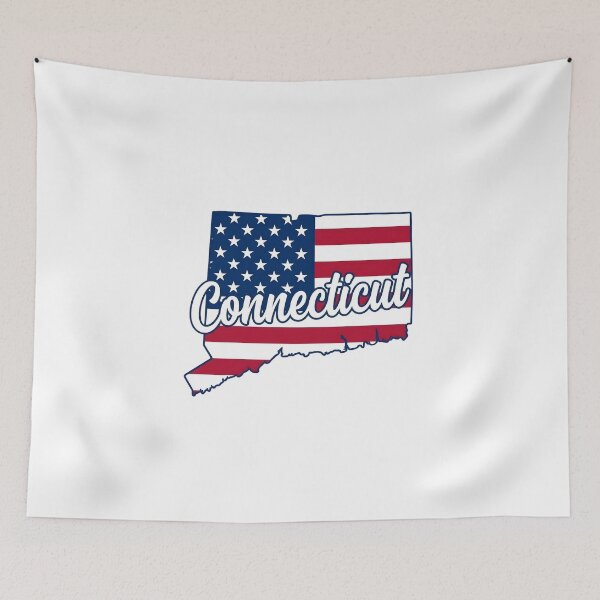 Item preview, Connecticut State American Flag Outline – Patriotic Pride Script designed and sold by Paper Drip.