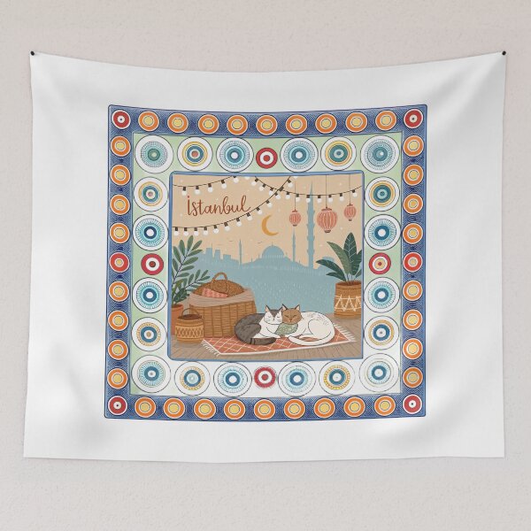 Item preview, Midnight in Istanbul - Cozy Cats & City Skyline designed and sold by asliberry.