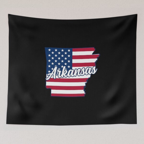 Item preview, Arkansas State American Flag Outline – Patriotic Pride Script designed and sold by Paper Drip.