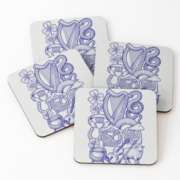 Item preview, Navy Blue Irish Symbols - Vintage Blueprint Style designed and sold by DigitalGlade.