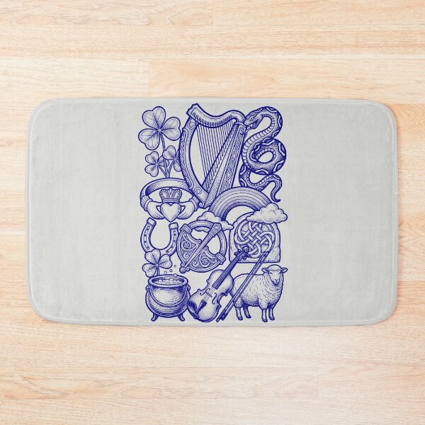 Item preview, Navy Blue Irish Symbols - Vintage Blueprint Style designed and sold by DigitalGlade.