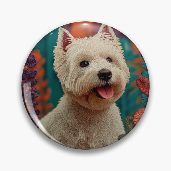 Item preview, Embroidered Style Westie: West Highland White Terrier in a Colorful Floral Garden designed and sold by skibreck.