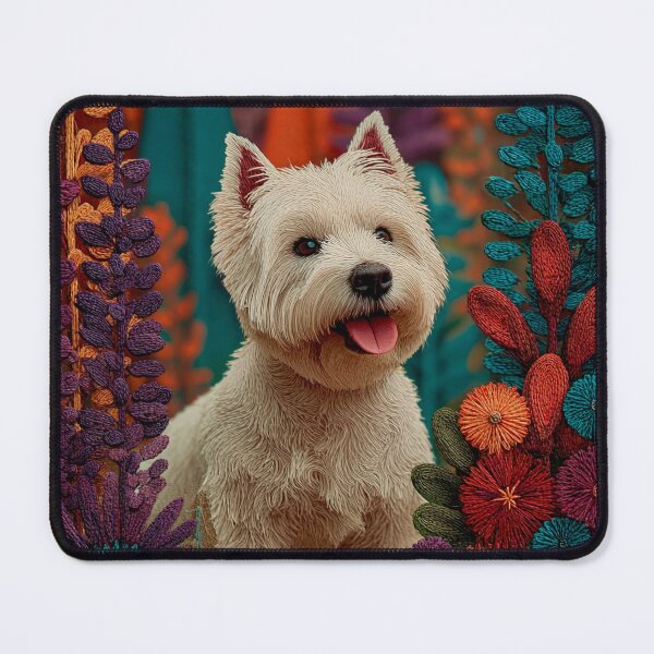 Item preview, Embroidered Style Westie: West Highland White Terrier in a Colorful Floral Garden designed and sold by skibreck.