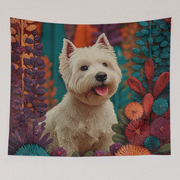 Item preview, Embroidered Style Westie: West Highland White Terrier in a Colorful Floral Garden designed and sold by skibreck.