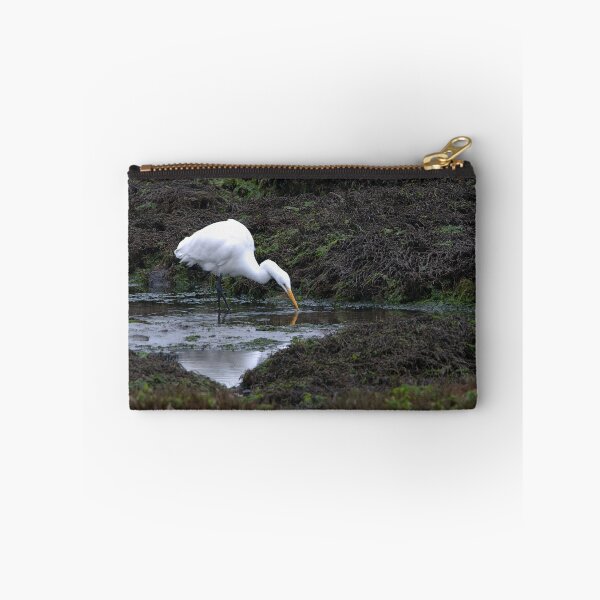 Item preview, Great Egret feeding with beak reflection designed and sold by lisavonbiela.