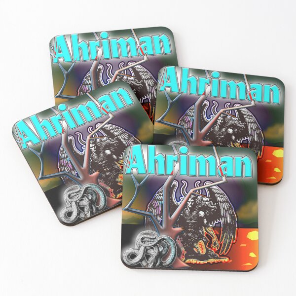 Item preview, Ahriman Statement – Black & Orange Occult Art | Horned Angel & Serpent Illustration designed and sold by Brooklyn Hearty.
