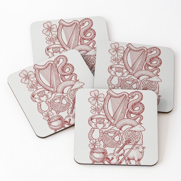 Item preview, Maroon Irish Heritage - Vintage Red Ink Engraving designed and sold by DigitalGlade.