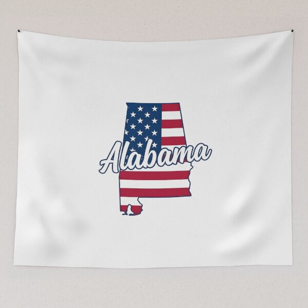 Item preview, Alabama State American Flag Outline – Patriotic Pride Script designed and sold by Paper Drip.