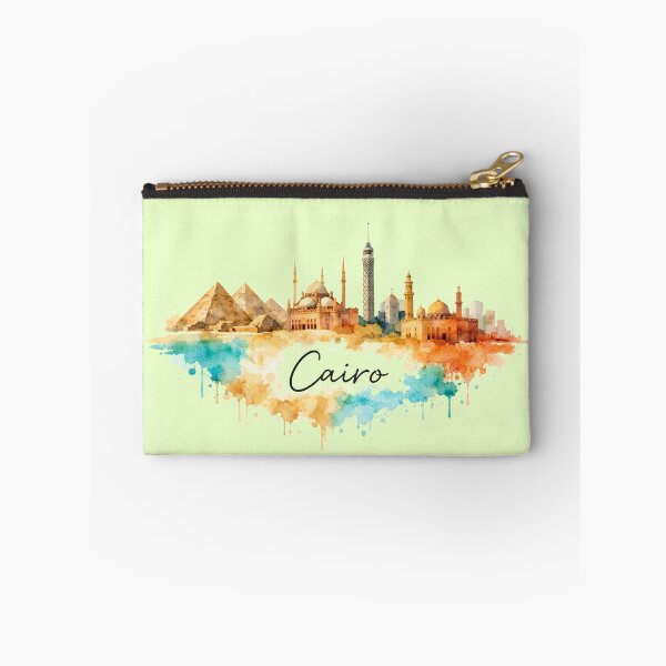 Item preview, Cairo Skyline Watercolor Art – Egypt Landmarks Minimal City Illustration designed and sold by Basma Store.