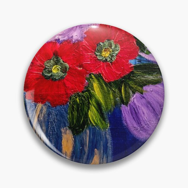 Item preview, Vibrant Contrast: Red & Purple Poppies in Blue Vase designed and sold by kkartwork.