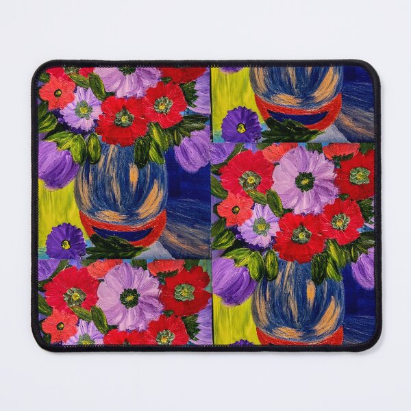 Item preview, Vibrant Contrast: Red & Purple Poppies in Blue Vase designed and sold by kkartwork.