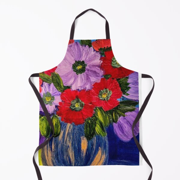 Item preview, Vibrant Contrast: Red & Purple Poppies in Blue Vase designed and sold by kkartwork.