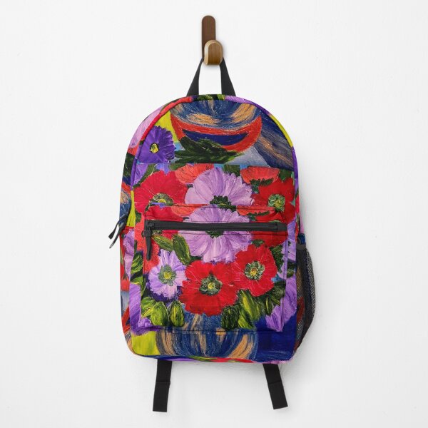 Item preview, Vibrant Contrast: Red & Purple Poppies in Blue Vase designed and sold by kkartwork.