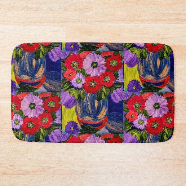 Item preview, Vibrant Contrast: Red & Purple Poppies in Blue Vase designed and sold by kkartwork.