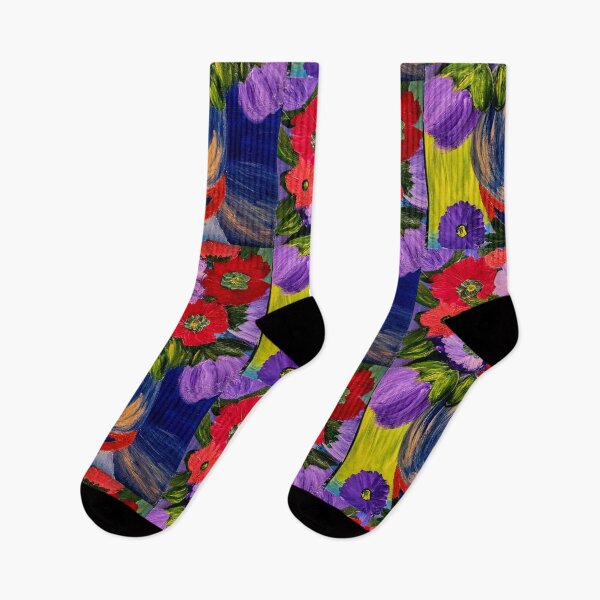Item preview, Vibrant Contrast: Red & Purple Poppies in Blue Vase designed and sold by kkartwork.
