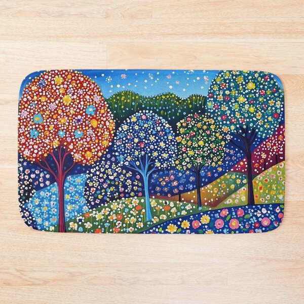 Item preview, Colorful Floral Landscape with Flowering Trees designed and sold by Neika Shimm Designs.