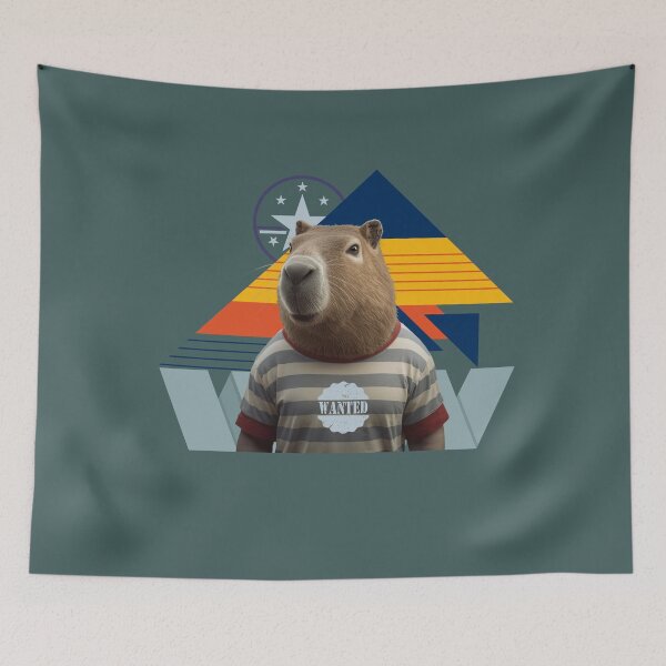 Item preview, Wanted Capybara Retro – Urban Geometric Style Illustration designed and sold by JuanaDesigns.