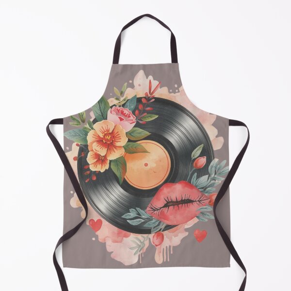 Item preview, Retro vinyl record with flowers, lips, hearts designed and sold by angel-cat-22.