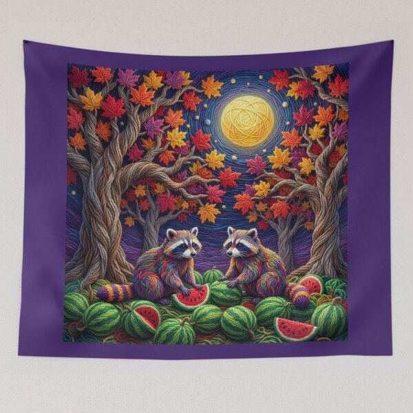 Item preview, Yarn Racoons in a Yarn Melon Patch designed and sold by Tridentulus.