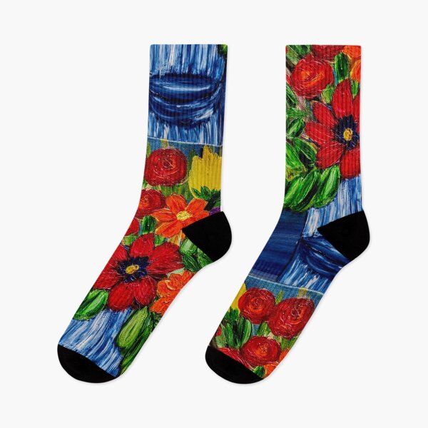 Artikelvorschau, Tropisches Flair: Rote Rosen und üppiges Grün in blauer Vase entworfen und verkauft von kkartwork.