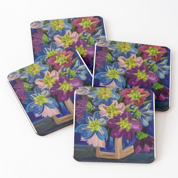 Item preview, Modern Blue & Purple Blooms: Vase in Wooden Stand designed and sold by kkartwork.