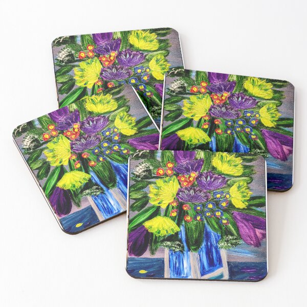 Item preview, Modern Geometric Vase: Yellow & Purple Bouquet designed and sold by kkartwork.
