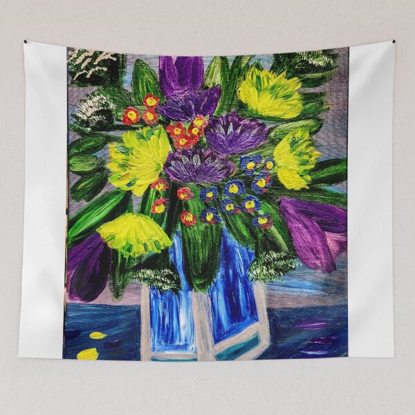 Item preview, Modern Geometric Vase: Yellow & Purple Bouquet designed and sold by kkartwork.
