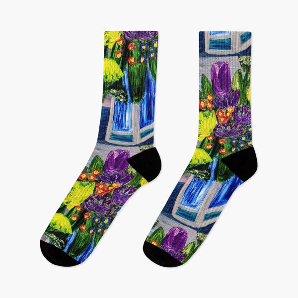 Item preview, Modern Geometric Vase: Yellow & Purple Bouquet designed and sold by kkartwork.