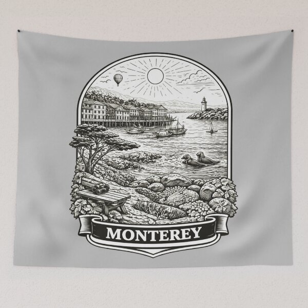 Item preview, Monterey, California Line Art Illustration designed and sold by Myra365Art.