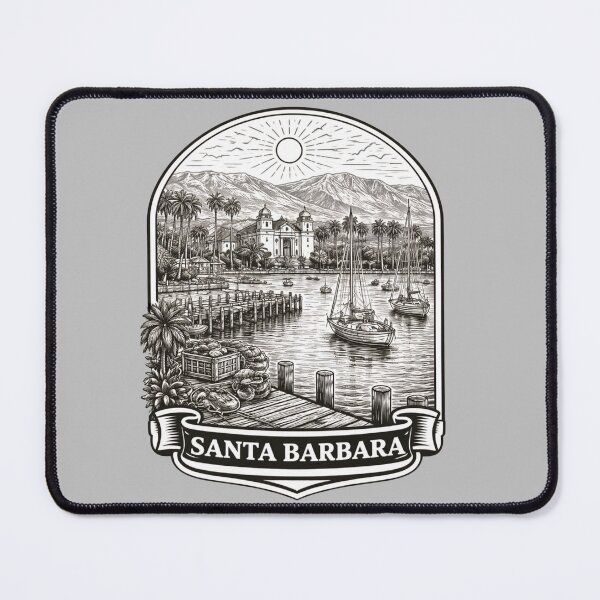 Item preview, Santa Barbara, California Line Art Illustration designed and sold by Myra365Art.