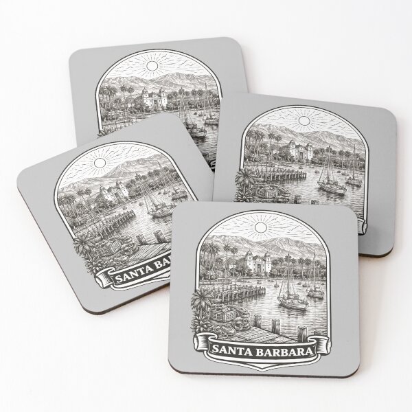 Item preview, Santa Barbara, California Line Art Illustration designed and sold by Myra365Art.