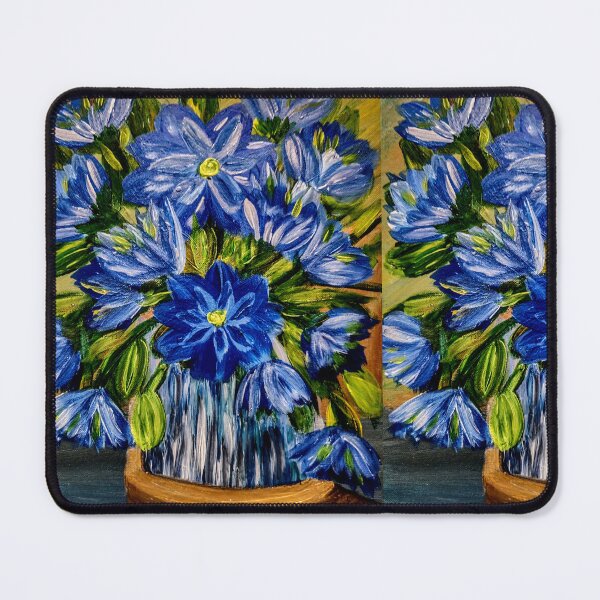 Item preview, Electric Blue Star Flowers: Gold Background designed and sold by kkartwork.